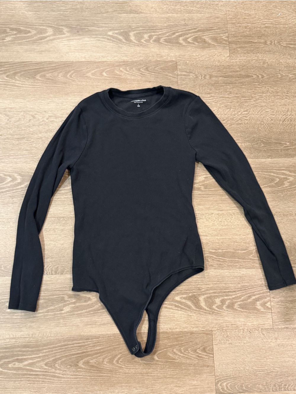 Abercrombie & Fitch Black Ribbed Crewneck Top